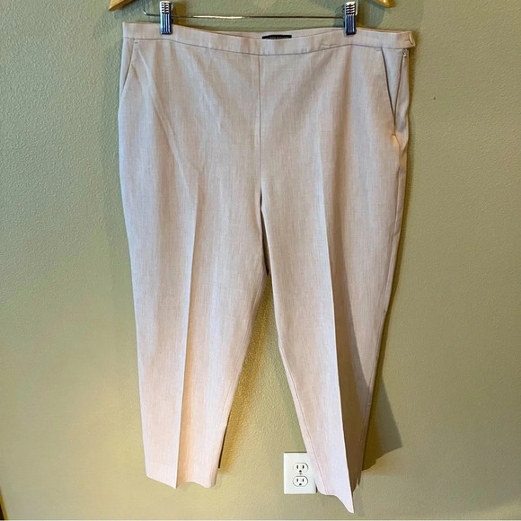 COPY - Eileen Fisher Flat Front Side Zip Ankle Pants,16,Wheat,Stretch Minimalis… - Picture 2 of 10